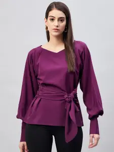 RARE Crepe Puff Sleeve Cinched Waist Top