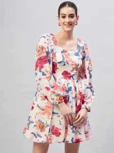 RARE Floral Printed Puff Sleeve Georgette Dress