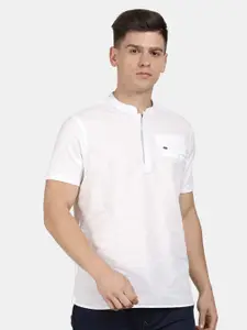 t-base Men Solid Cotton Linen Casual Shirt