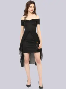 KLEIO Off-Shoulder Net Sheath Midi Dress