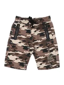 Palm Tree Boys Brown Camouflage Cotton Printed Shorts