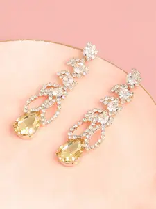 SOHI Gold-Plated Contemporary Drop Earrings