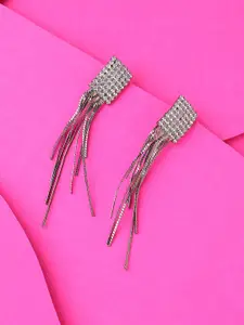 SOHI Silver Plated Contemporary Drop Earrings