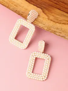 SOHI Gold Plated Contemporary Drop Earrings