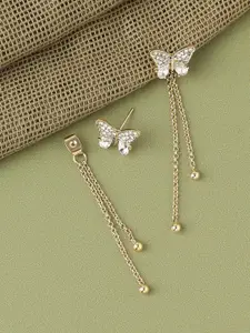SOHI Gold Plated Contemporary Drop Earrings