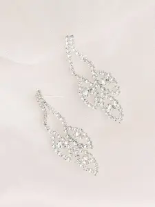 SOHI Silver-Plated Contemporary Drop Earrings