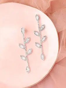 SOHI Silver Plated Contemporary Drop Earrings