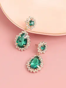 SOHI Gold Plated Contemporary Drop Earrings