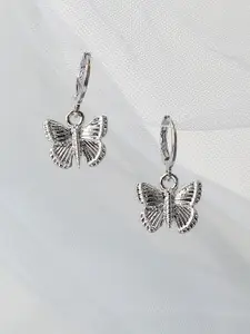SOHI Silver Plated Contemporary Drop Earrings