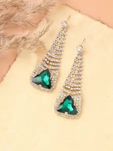 SOHI Gold-Plated Contemporary Drop Earrings