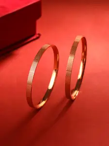 Yellow Chimes Set Of 2 Rose Gold-Plated Bangle