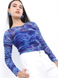 KETCH Printed Ruched Top