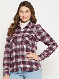 Bitterlime Women Cotton Relaxed Tartan Checks Checked Casual Shirt
