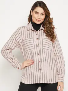 Bitterlime Women Relaxed Striped Casual Shirt