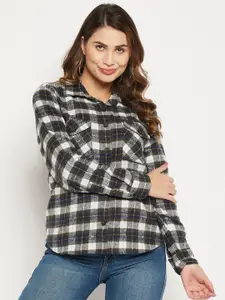 Bitterlime Women Relaxed Tartan Checks Checked Cotton Casual Shirt