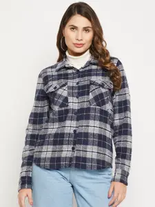 Bitterlime Women Relaxed Tartan Checked Casual Shirt