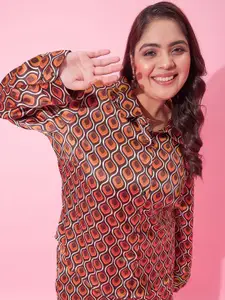 CURVY STREET Women Boxy Printed Casual Shirt