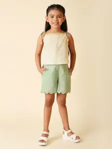 Fabindia Girls Printed Pure Cotton Top with Shorts