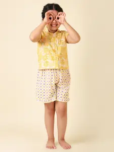Fabindia Girls Printed Pure Cotton Top with Shorts