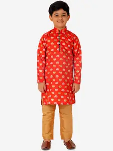 Pro-Ethic STYLE DEVELOPER Boys Paisley Printed Pure Cotton Kurta with Pyjamas