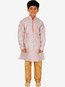 Pro-Ethic STYLE DEVELOPER Boys Floral Printed Pure Cotton Kurta with Churidar
