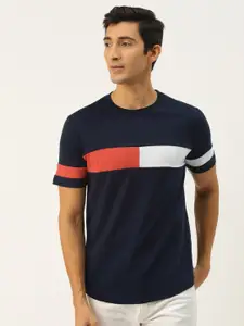 Rodzen Men Colourblocked Pure Cotton T-shirt