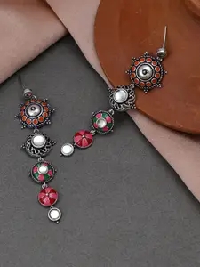 Voylla Silver-Plated Contemporary Drop Earrings