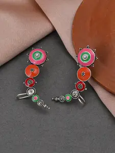 Voylla Silver-Plated Circular Ear Cuff Earrings