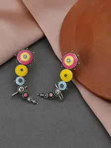 Voylla Silver-Plated Circular Ear Cuff Earrings