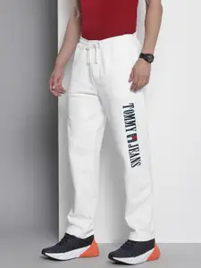 Tommy Hilfiger Men Sustainable Pure Cotton Brand Logo Mid-Rise Track Pants