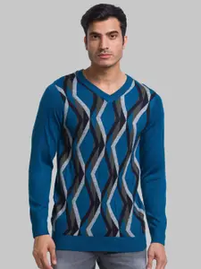 Parx Men Printed V-Neck Sweater