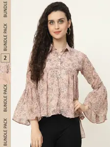 MISS AYSE Pack of 2 Floral Print Shirt Style Top