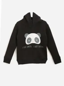 HERE&NOW Boys Panda Printed Fleece Hooded Sweatshirt