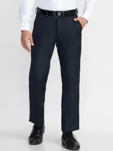 Oxemberg Men Checked Slim Fit Formal Trousers