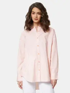 The Souled Store Women Pink Striped Casual Shirt