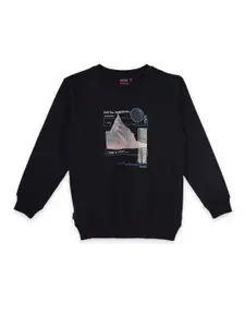 Gini and Jony Boys Printed Fleece Round Neck Sweatshirt