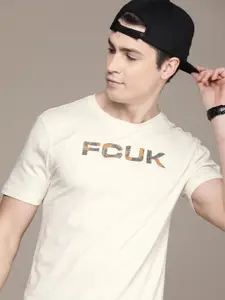 FCUK Brand Logo Printed Pure Cotton Casual T-shirt