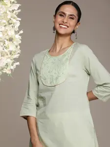 House of Pataudi Ethnic Motifs Embroidered Sequinned Straight Jashn Kurta