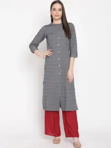 Be Indi Striped Thread Work Khadi Cotton Kurta