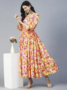 FASHOR Floral Silk Maxi Dress