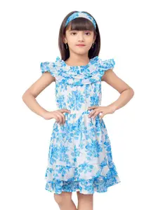 Doodle Girls Floral Printed Fit And Flare Dress