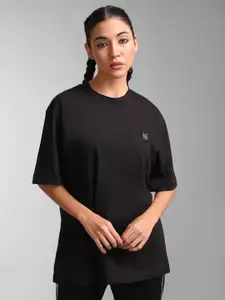 KZ07 By Kazo Women Black Mandarin Collar T-shirt