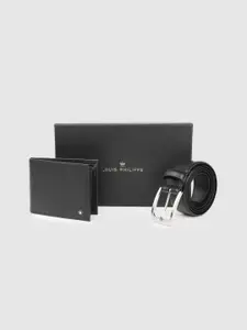 Louis Philippe Men Textured Leather Wallet & Belt Gift Set