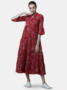 GULAB CHAND TRENDS Floral A-Line Midi Dress