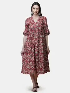 GULAB CHAND TRENDS Ethnic Motifs Formal A-Line Midi Dress