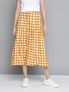 Mast & Harbour Checked Midi A-Line Skirt