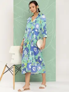 Sangria Floral Print Wrap Midi Dress