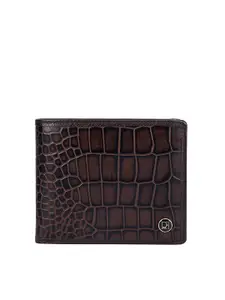 Da Milano Da Milano Men Brown & Black Textured Leather Two Fold Wallet