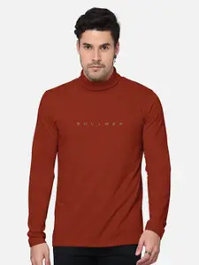 BULLMER Men Typography Printed High Neck Cotton T-shirt