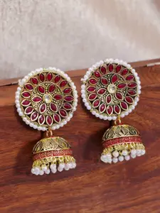 Crunchy Fashion Women Gold-Plated Dome Shaped Jhumkas Earrings